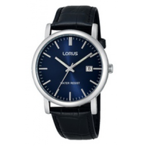 Lorus heren  staal / leer blauw WR - 3163108