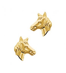 Goud oorknoppen paardenhoofd - 3162962