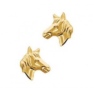 Goud oorknoppen paardenhoofd - 3162962