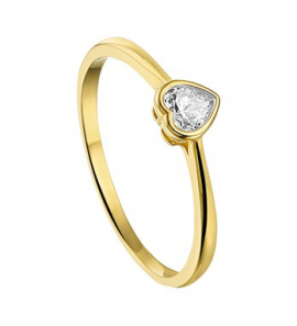 Geelgouden ring met hartje/zirconia maat 16,5 - 3163013