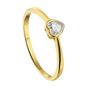 Geelgouden ring met hartje/zirconia maat 16,5 - 3163013