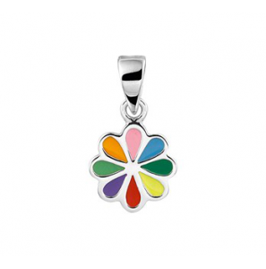 Zilver hanger gekleurde bloem - 3163059