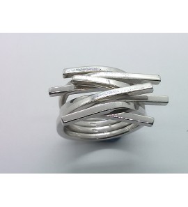 Zilveren ring fantasie 4 bands vierkante draad mt 18½ - 3163168