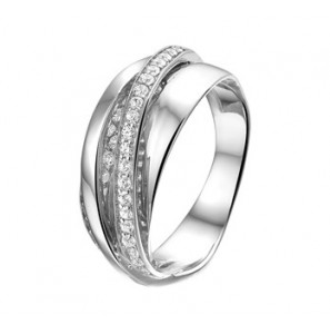 Zilveren ring RH fantasie met zirconia maat 17¾ - 3163268