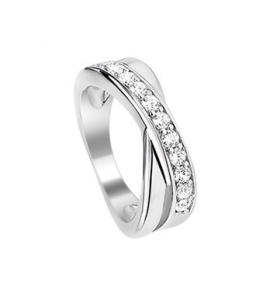 Zilveren damesring RH met zirconia maat 21 - 3163237