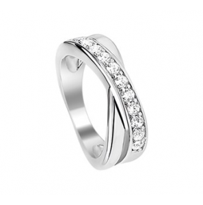 Zilveren damesring RH met zirconia maat 21 - 3163237