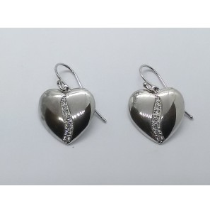 Zilver oorhangers hart met zirconia - 3170804