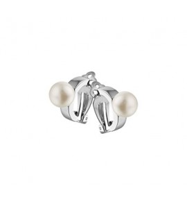 Zilveren oorclips RH met synthetisch parel - 3163299