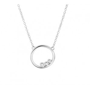 Zilveren anker collier RH met open cirkel/zirkonia 41-45 cm - 3163359