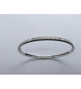 Goud wit slavenband vlak 3.3 mm schanier + 8-je met 10x 0.05 crt brilj 63x47 mm - 3163403
