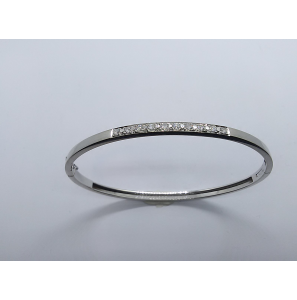 Goud wit slavenband vlak 3.3 mm schanier + 8-je met 10x 0.05 crt brilj 63x47 mm - 3163403
