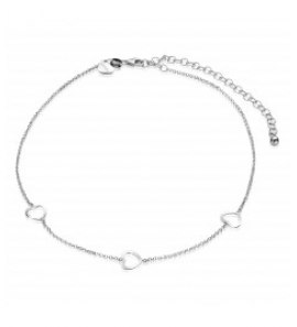 ZINZI zilveren enkelband met 3 hartjes 23+4 cm - 3171018