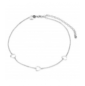 ZINZI zilveren enkelband met 3 hartjes 23+4 cm - 3171018