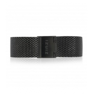 ZINZI Retro stalen mesh horlogeband zwart 18 mm - 3171024