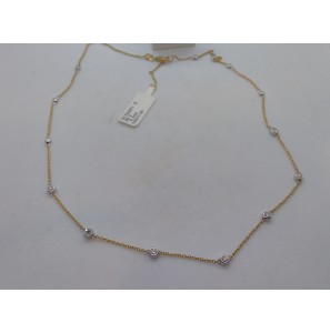 Geelgouden collier bicolour met briljant 0,55 crt G-VS 40-43 cm - 3170461