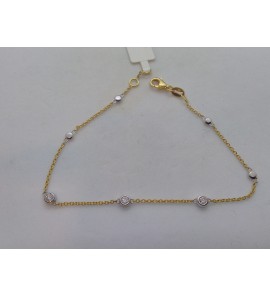 Geelgouden armband bicolour met briljant 0,25 crt G-VS 19 cm - 3170462