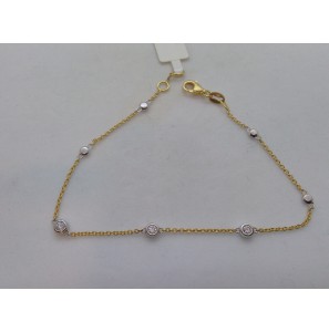 Geelgouden armband bicolour met briljant 0,25 crt G-VS 19 cm - 3170462