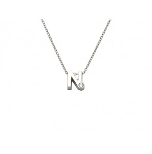Minioro initials silver necklace N with cz - 3170663