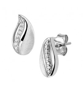Zilveren oorknop RH glans/gescratcht met zirconia - 3170689