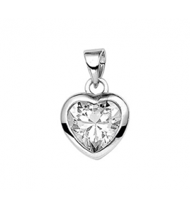 Zilveren hanger RH hart met zirconia 10x9.5 mm - 3170696