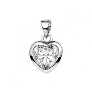 Zilveren hanger RH hart met zirconia 10x9.5 mm - 3170696