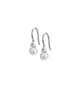 Zilveren oorhanger met zoetwaterparel en zirconia - 3170699