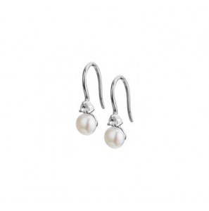 Zilveren oorhanger met zoetwaterparel en zirconia - 3170699