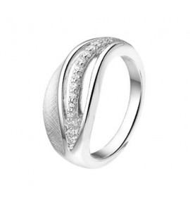 Zilveren ring RH glans/gescratcht met zirconia maat 17,75 - 3170690