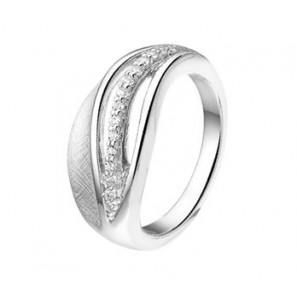 Zilveren ring RH glans/gescratcht met zirconia maat 17,75 - 3170690