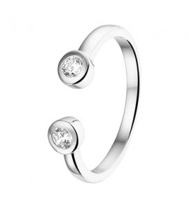 Zilveren damesring RH open met zirconia maat 17,25 - 3170789