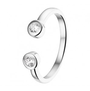 Zilveren damesring RH open met zirconia maat 17,25 - 3170789