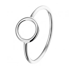 Zilveren damesring RH met open rondje maat 17,25 - 3170790