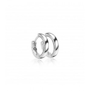 ZINZI zilveren klapcreolen met aan zijkant zirconia&#39;&#39;s 15x3 mm - 3170839
