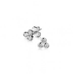 ZINZI zilveren oorknop driehoek met 3x zirconia - 3170860