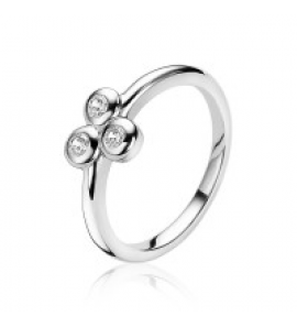 ZINZI zilveren ring met 3x zirconia in driehoek maat 56 - 3170884