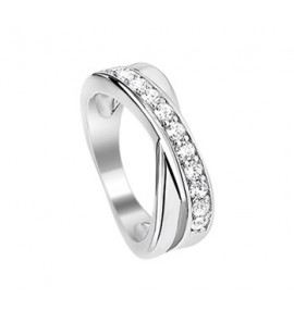 Zilver RH dames ring met zirkonia mt. 16 - 3171108