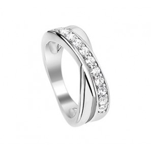 Zilver RH dames ring met zirkonia mt. 16 - 3171108