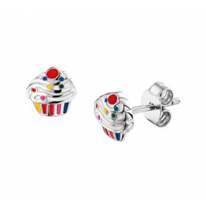 Zilver oorknoppen cupcake - 3171208