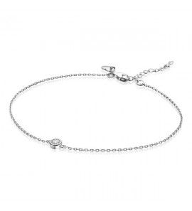 ZINZI zilveren enkelband met ronde witte zirconia 23+4 cm - 3171019