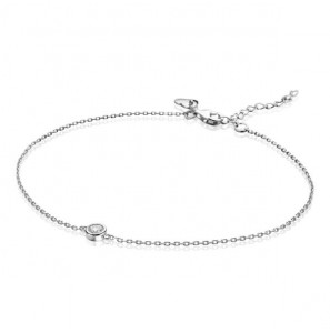 ZINZI zilveren enkelband met ronde witte zirconia 23+4 cm - 3171019
