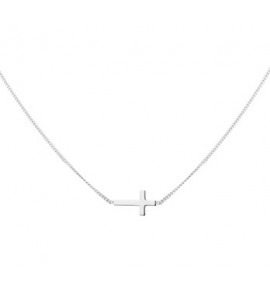 Zilver RH collier met kruisje tussen gesoldeeerd 40-45 cm - 3171082