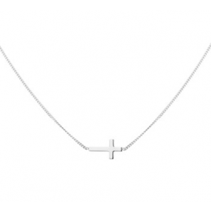 Zilver RH collier met kruisje tussen gesoldeeerd 40-45 cm - 3171082