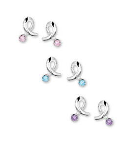 Zilveren oorknop kind fantasie met gekleurde zirconia - 3171216