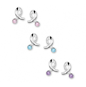Zilveren oorknop kind fantasie met gekleurde zirconia - 3171216