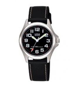 Lorus dames staal / leer zwart 50m - 3171325