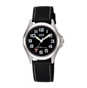 Lorus dames staal / leer zwart 50m - 3171325