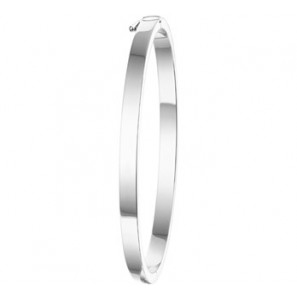 Zilveren slavenarmband RH 4 mm vlak met scharniersluiting en achtje 60 mm - 3171501