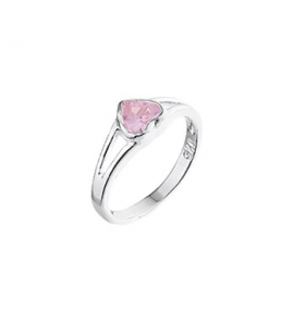 Zilver kinderring met hartje/zirconia roze mt. 12½ - 3171523
