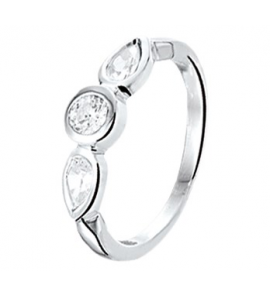 Zilveren damesring RH met zirconia maat 17 - 3171541