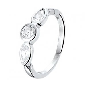 Zilveren damesring RH met zirconia maat 17 - 3171541